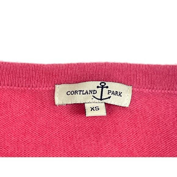 Cortland Park 100% Cashmere Anchor Sweater Size XS Crew Neck Barbiecore - Picture 7 of 11